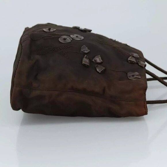 PRADA Hand Bag Nylon Brown Silver Auth - Picture 12 of 16